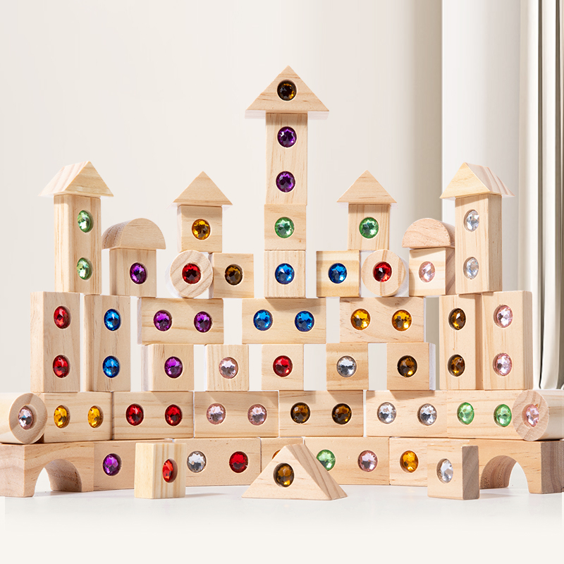 Wooden Blocks Stacking - DIY Blocks Sparkling Acrylic Toy Kids