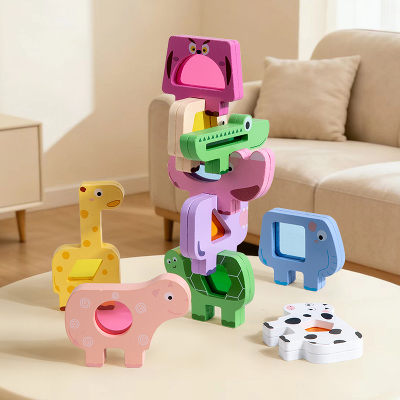 Wooden Animal Acrylic Stacking - Wooden Blocks Stacking ulasan dan harga