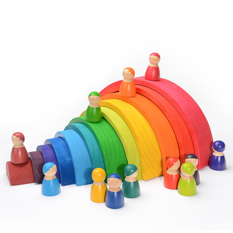 Wooden Rainbow Block Colorful  - Wooden Blocks Stacking ulasan dan harga