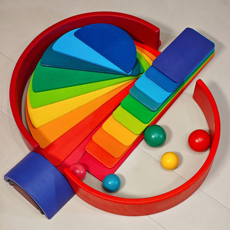 Wooden Rainbow Block Colorful  - Wooden Blocks Stacking ulasan dan harga