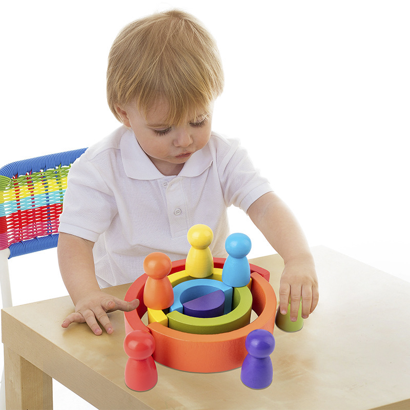 DIY children's wooden rainbow  - Wooden Blocks Stacking ulasan dan harga