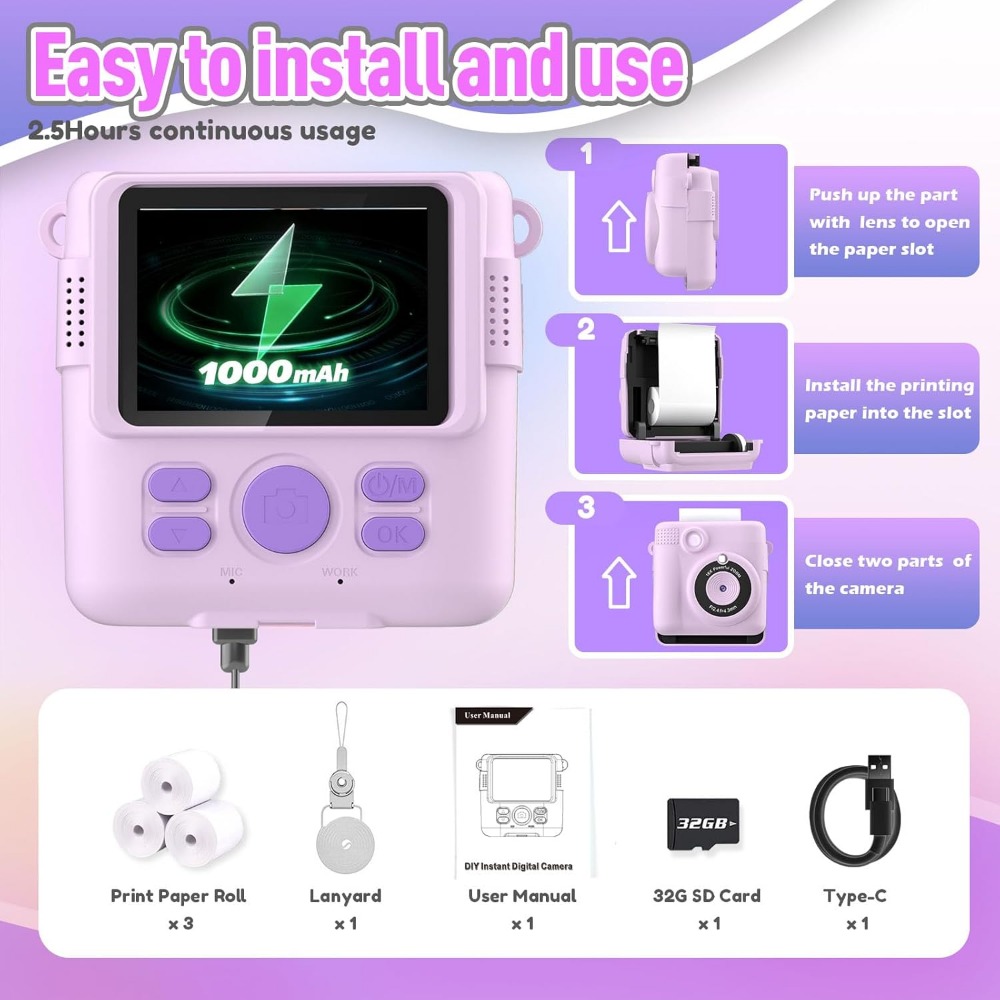 Instant Print Camera for Kids, - Kids Toys Videos ulasan dan harga