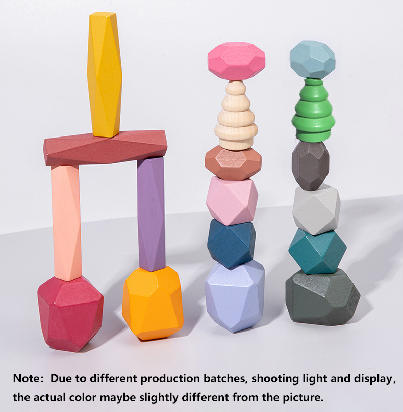 18 Pcs Wooden Stacking Rocks B - Wooden Blocks Stacking ulasan dan harga
