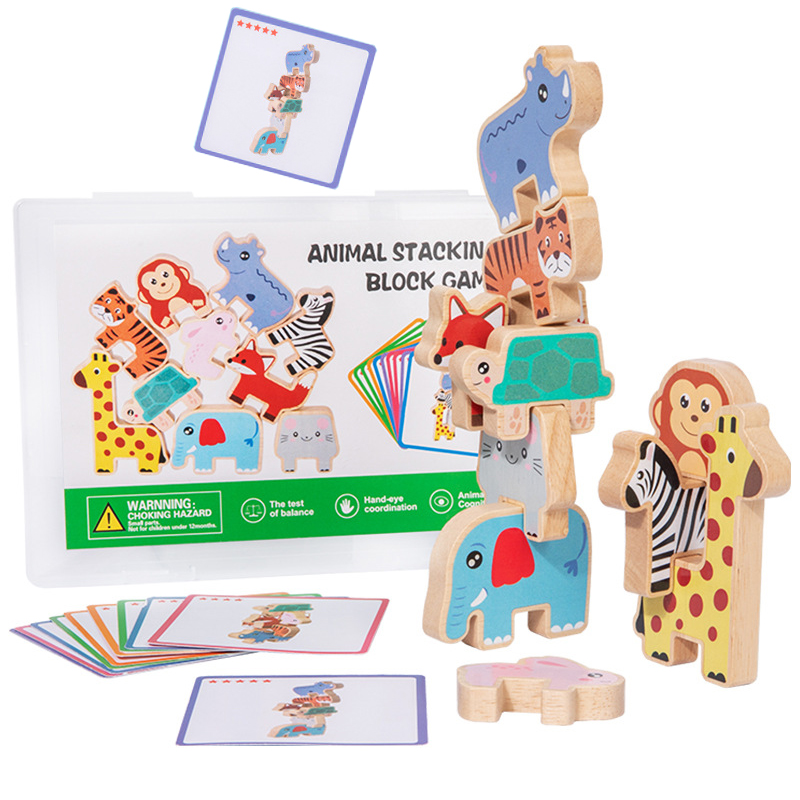 Wooden Animal Stacking Blocks  - Wooden Blocks Stacking ulasan dan harga