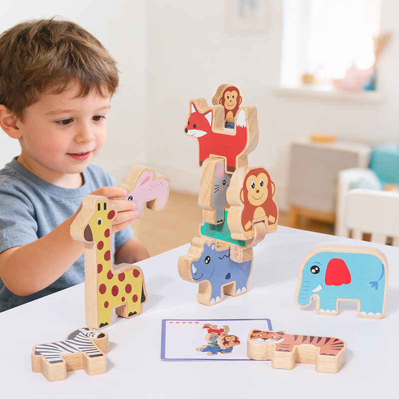 Wooden Animal Stacking Blocks  - Wooden Blocks Stacking ulasan dan harga