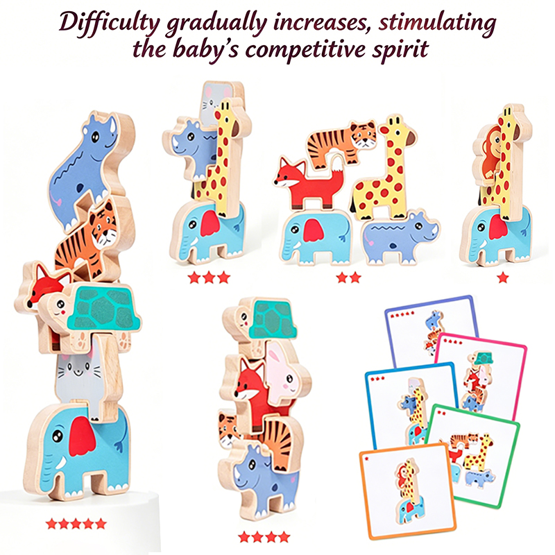 Wooden Animal Stacking Blocks  - Wooden Blocks Stacking ulasan dan harga