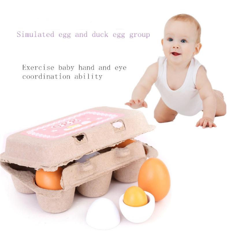6Pcs Kitchen Wooden Artificial - Kids Toys Play Egg ulasan dan harga