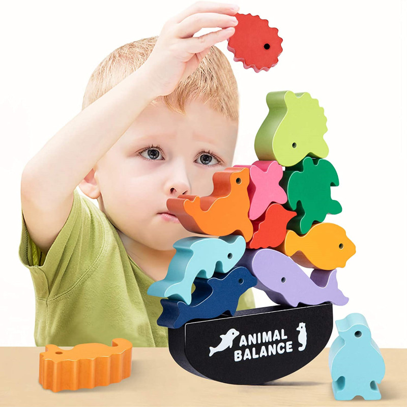New Children Montessori Wooden - Wooden Blocks Stacking ulasan dan harga