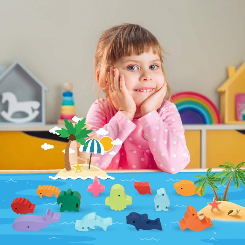 New Children Montessori Wooden - Wooden Blocks Stacking ulasan dan harga
