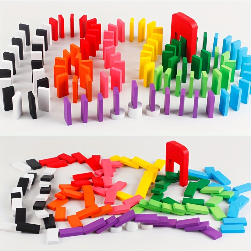 120pcs Domino Set - Multicolor - Wooden Blocks Stacking ulasan dan harga