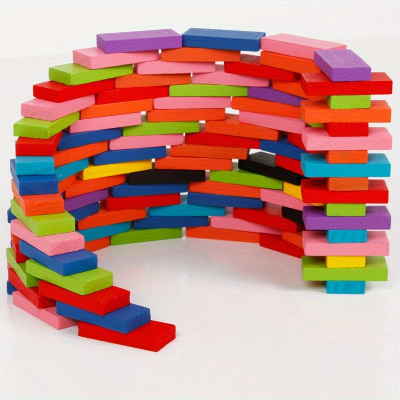 120pcs Domino Set - Multicolor - Wooden Blocks Stacking ulasan dan harga