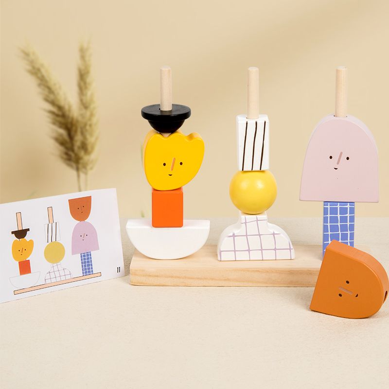 Montessori 3D Wooden Creative  - Wooden Blocks Stacking ulasan dan harga