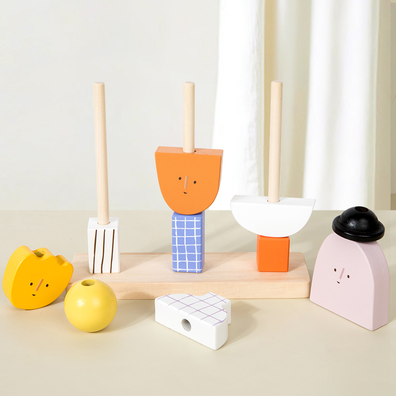 Montessori 3D Wooden Creative  - Wooden Blocks Stacking ulasan dan harga
