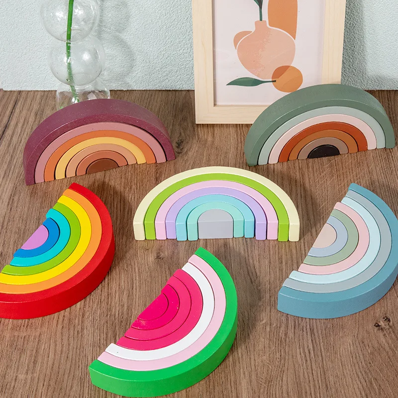 Arch Bridge Rainbow Wooden Bui - Wooden Blocks Stacking ulasan dan harga