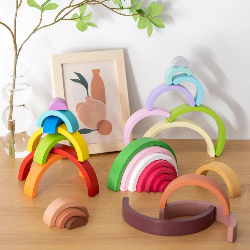Arch Bridge Rainbow Wooden Bui - Wooden Blocks Stacking ulasan dan harga