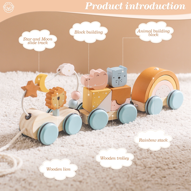 Wooden Montessori Toys Animal  - Wooden Blocks Stacking ulasan dan harga