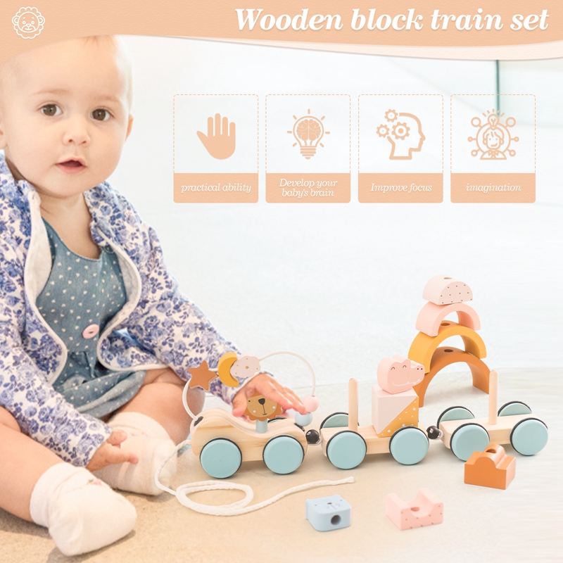 Wooden Montessori Toys Animal  - Wooden Blocks Stacking ulasan dan harga