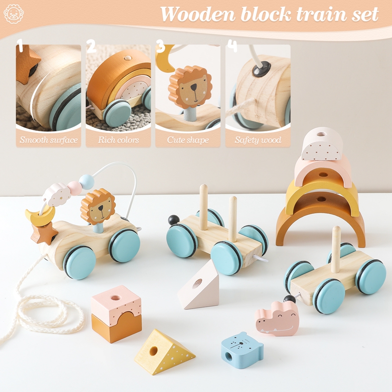 Wooden Montessori Toys Animal  - Wooden Blocks Stacking ulasan dan harga