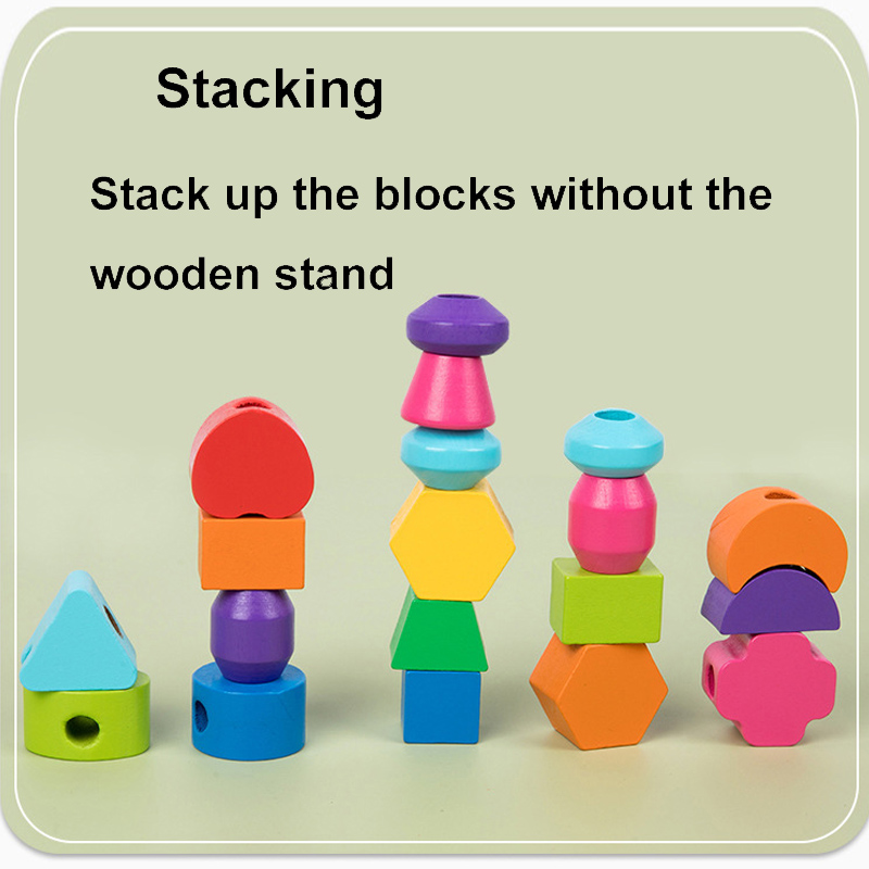 Montessori Wooden Beads Sequen - Wooden Blocks Stacking ulasan dan harga