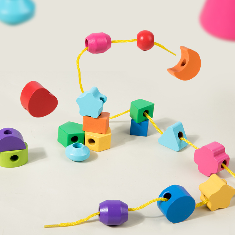 Montessori Wooden Beads Sequen - Wooden Blocks Stacking ulasan dan harga