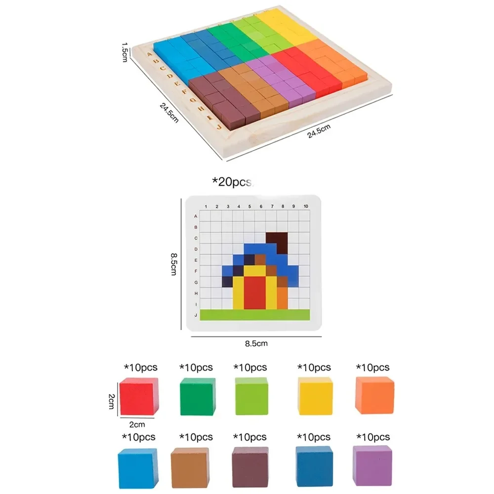 Montessori Color Counting Buil - Wooden Blocks Stacking ulasan dan harga