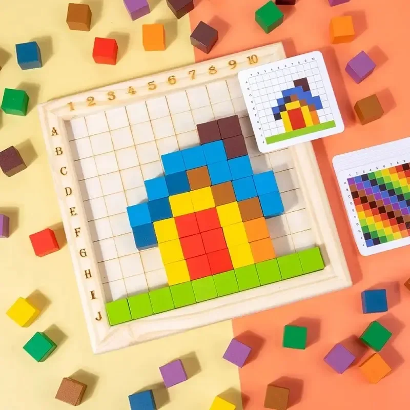 Montessori Color Counting Buil - Wooden Blocks Stacking ulasan dan harga
