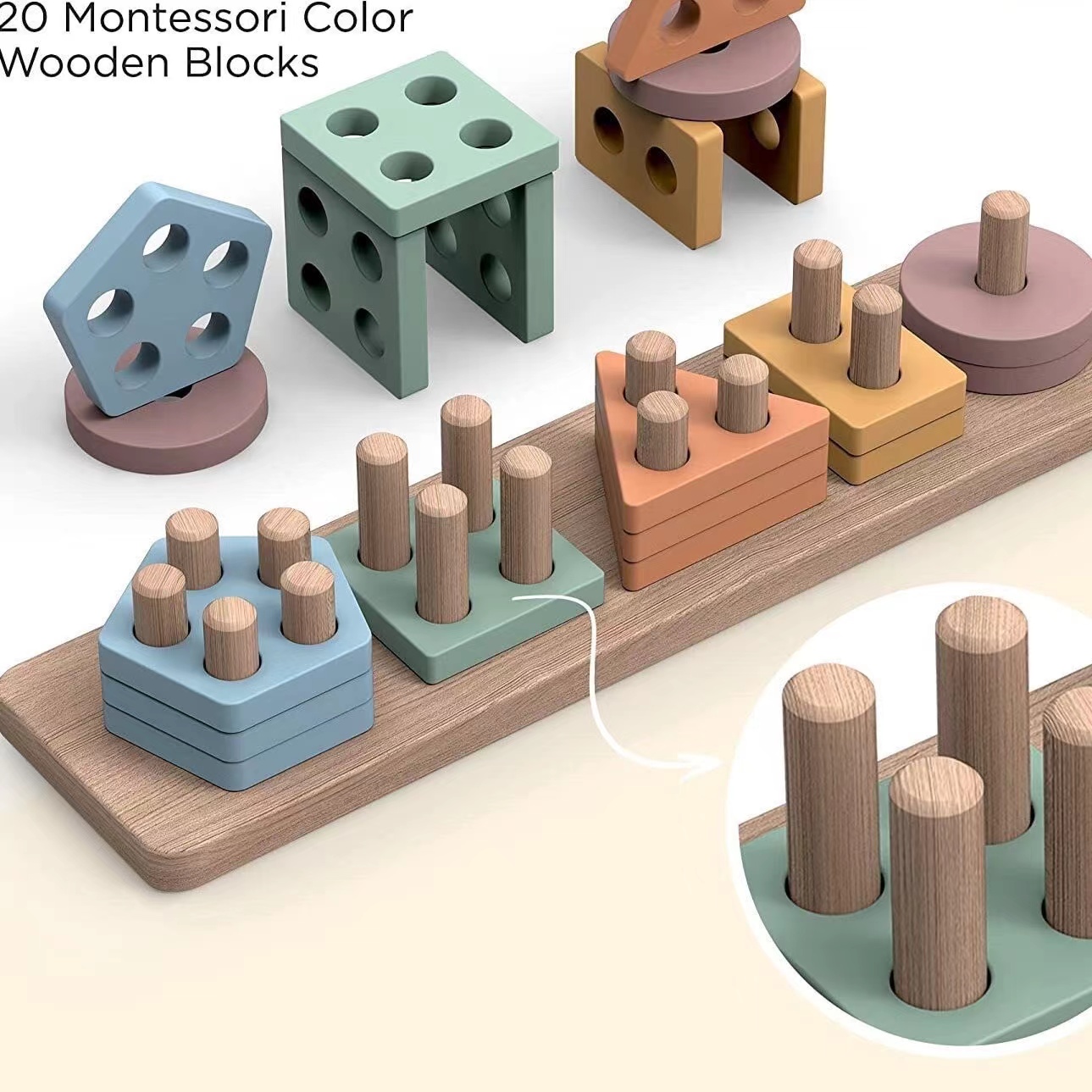 Montessori Toys For 18+ Months - Wooden Blocks Stacking ulasan dan harga