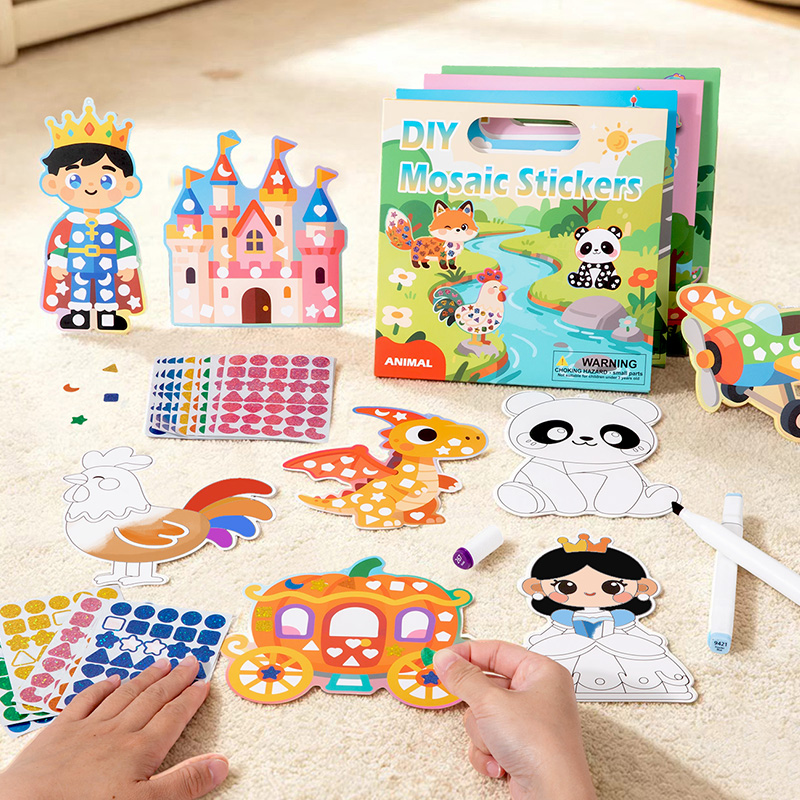 2-in-1 DIY Mosaic Sticker & Co - Dinosaur Figurine Set ulasan dan harga