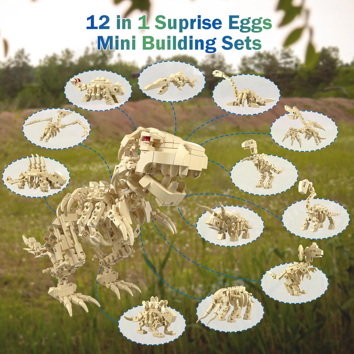 12 in 1 Dinosaur Skeleton Buil - Dinosaur Figurine Set ulasan dan harga