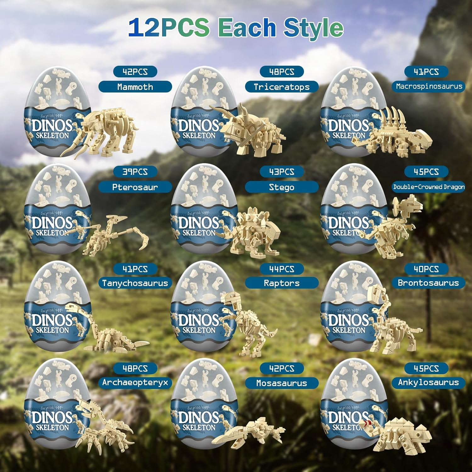 12 in 1 Dinosaur Skeleton Buil - Dinosaur Figurine Set ulasan dan harga