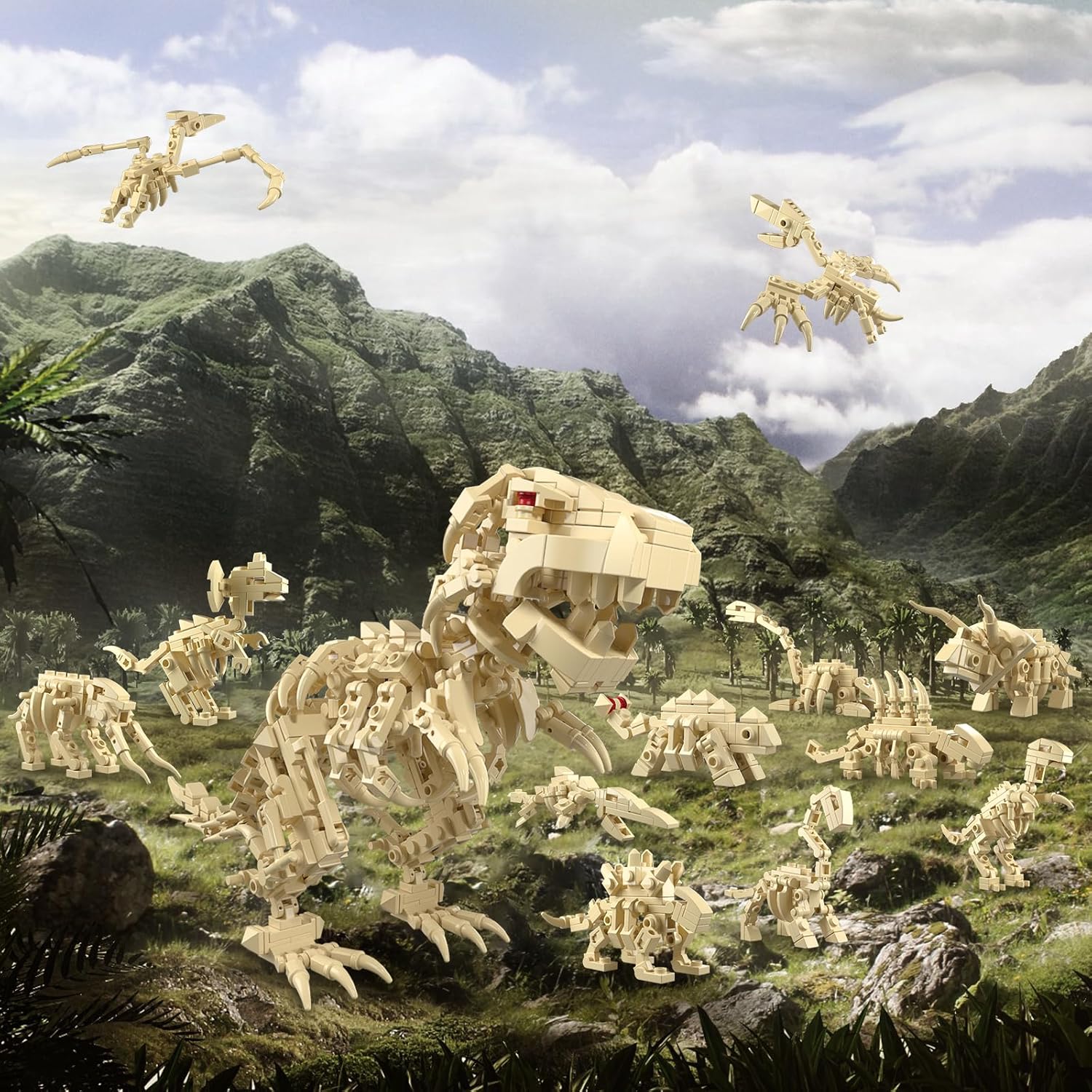 12 in 1 Dinosaur Skeleton Buil - Dinosaur Figurine Set ulasan dan harga