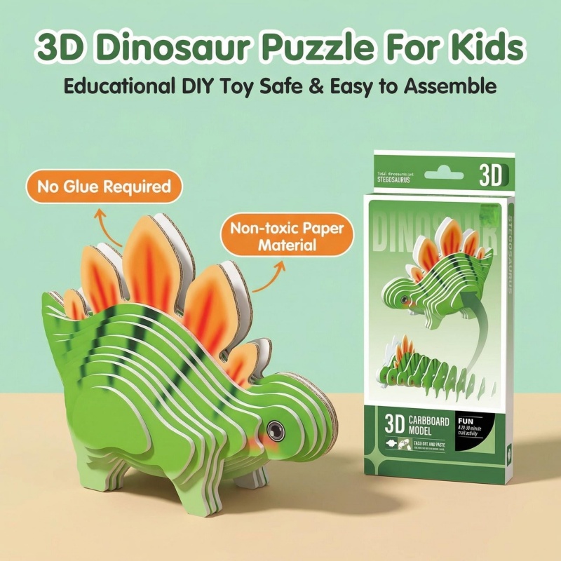 4PCS 3D Dinosaur Puzzle Set -  - Dinosaur Figurine Set ulasan dan harga